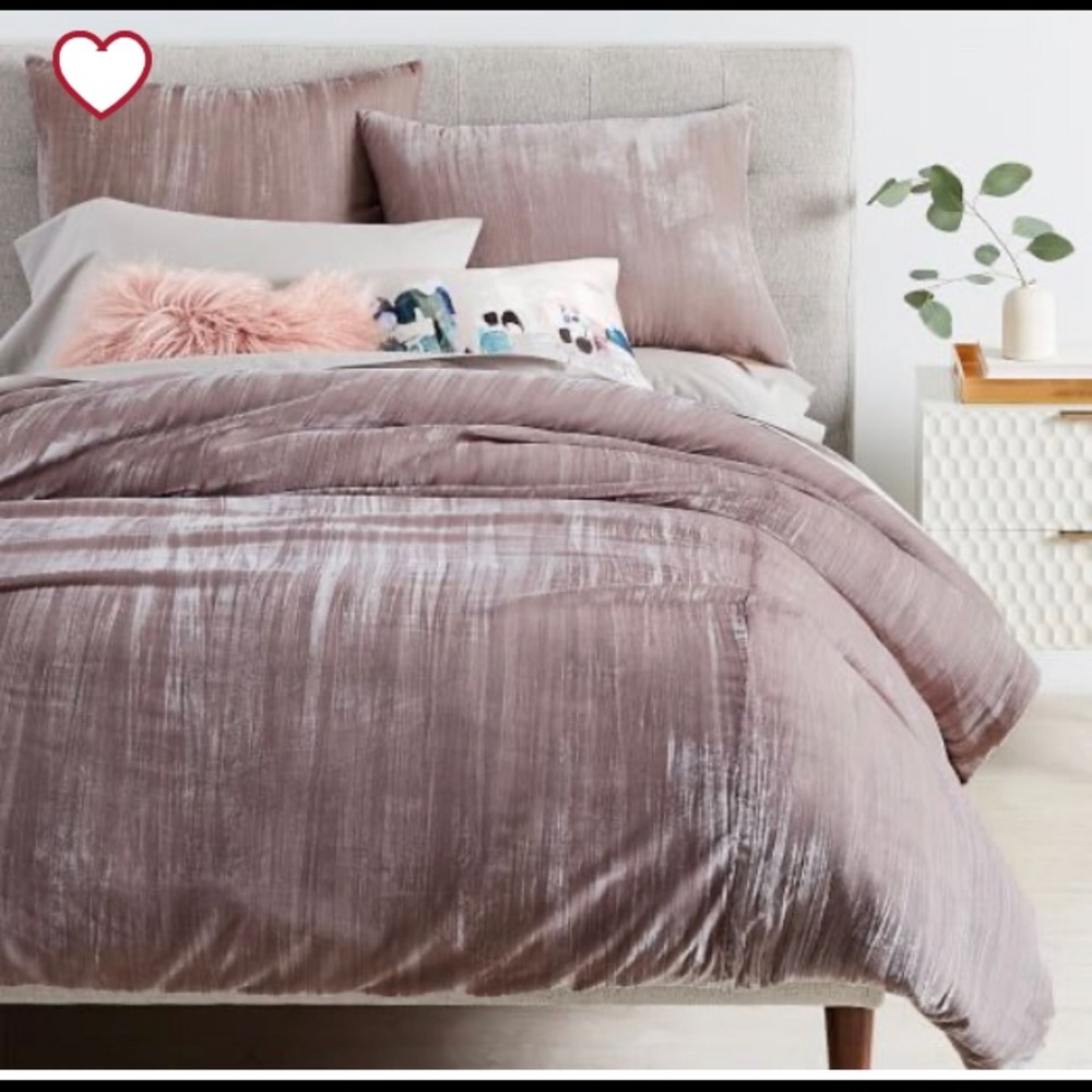 West Elm’s rose velvet king duvet cover and shams